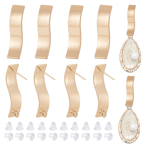 10шт. латунные витые прямоугольные серьги-гвоздики, с вертикальными петлями, без никеля , с 30 пластиковыми ушными гайками