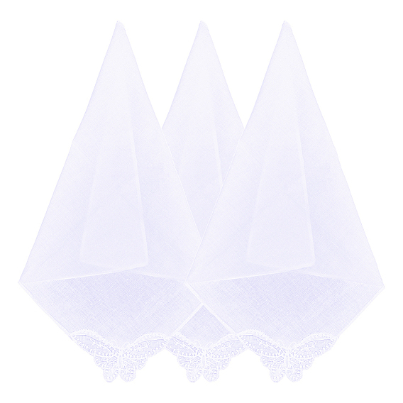 3шт. хлопчатобумажный носовой платок, с полиэстеровым кружевом, квадратный