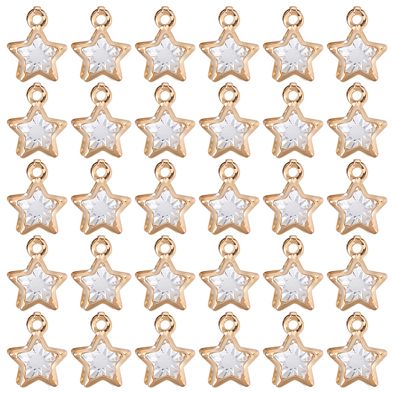 100Pcs Rack Plating Eco-Friendly Iron Charms, Star, with Crystal Rhinestone, Cadmium Free & Nickel Free & Lead Free