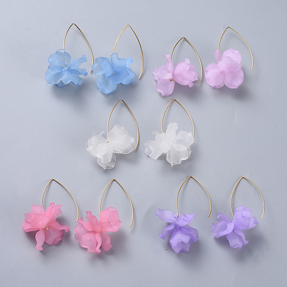 Petal Transparent Acrylic Dangle Earrings, with 304 Stainless Steel Earring Hooks