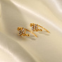 18K Gold Stainless Steel Snake Stud Earrings with Diamonds, Creative Ear Clip for European and American Trendsetters