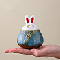 Rabbit Shape Flambed Glazed Porcelain Storage Containers, Mini Tea Storage, Refillable Bottle, for Tea Coffee Herb Candy Chocolate Sugar