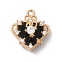Латунные микро проложить кубического циркония подвески, со стеклом, сердце, чёрные