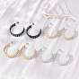 304 Stainless Steel Round Stud Earrings for Women, Half Hoop Earrings, Ion Plating(IP)