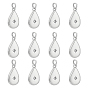 12Pcs Brass Micro Pave Clear Cubic Zirconia Pendants, Teardrop, with Jump Ring