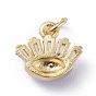 Cubic Zirconia Charms, with Brass Findings and Enamel, Eye, Golden