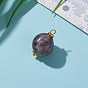 Nuggets Natural Mixed Gemstone Pendants, with Brass Loops and Alloy Spacer Beads, Golden