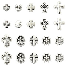 100Pcs 10 Styles Tibetan Styles Alloy Beads, Cross
