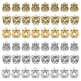 SUPERFINDINGS 48Pcs 6 Style Tibetan Style Alloy Pendants, Tiger Charms