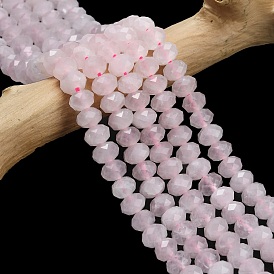 Природного розового кварца нитей бисера, граненые, рондель