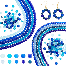 10 Strands 10 Style Transparent Glass Bead Strands, Frosted, Round