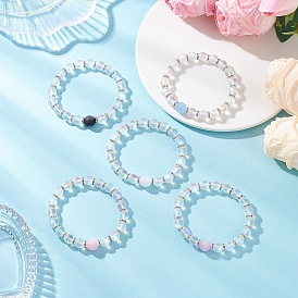 Браслеты из круглых бусин из матового синтетического лунного камня и смолы для мужчин и женщин