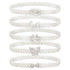 5шт 5 стиль акриловый жемчужный плетеный эластичный ремень-цепочка с застежкой из сплава, цепочки на талию из хрусталя со стразами для свадебной вечеринки