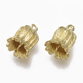 Brass Peg Bails Pendants, For Half Drilled Beads, Nickel Free, Flower
