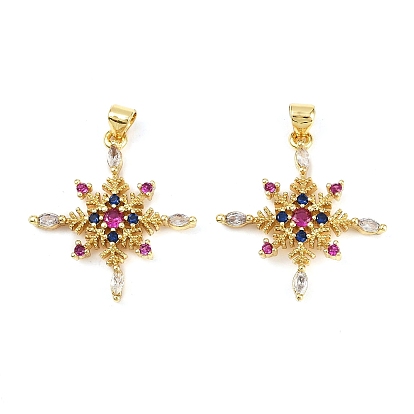 Латунные микро проложить кубического циркония подвески, прелести снежинки, без кадмия и без свинца, стойки покрытие, долговечный