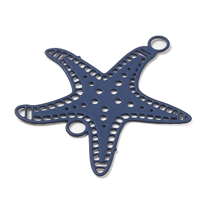 430 Stainless Steel Connector Charms, Etched Metal Embellishments, Starfish Links