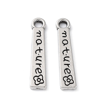 Tibetan Style Alloy Pendants, Cadmium Free & Lead Free, Rectangle with Flower