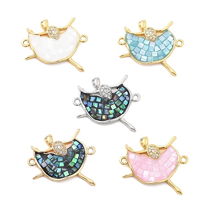 Стойка покрытие латунь микропаве прозрачный кубический цирконий танцор звенья соединительные подвески, с ракушкой и эмалью, долговечный, без кадмия и без свинца