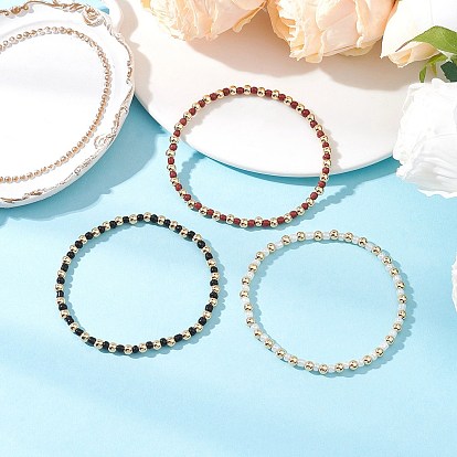 3шт. браслеты из стеклянных и латунных бусин в богемном стиле для женщин