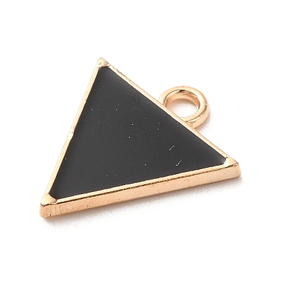 Alloy Enamel Pendants, Light Gold, Triangle Charm