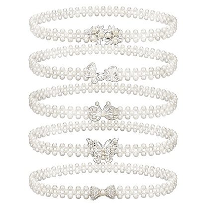 5шт 5 стиль акриловый жемчужный плетеный эластичный ремень-цепочка с застежкой из сплава, цепочки на талию из хрусталя со стразами для свадебной вечеринки