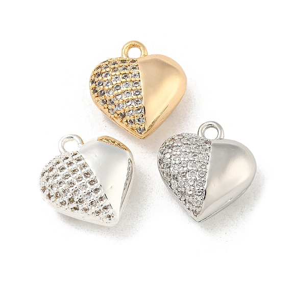 Латунные микропаве прозрачные кубические циркониевые подвески, без кадмия, без никеля и без свинца, сердце