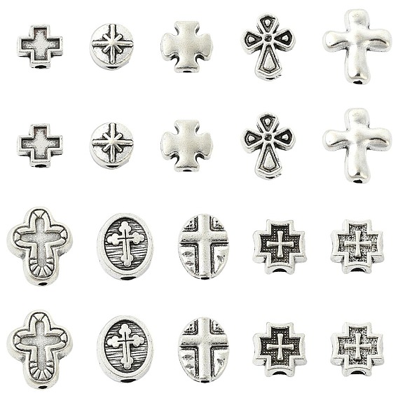 100 pièces 10 styles tibétains perles en alliage, croix