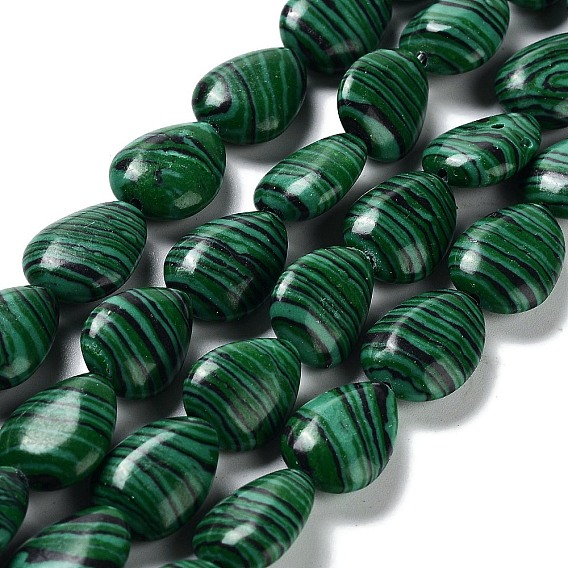 Perles synthétiques malachite brins, larme