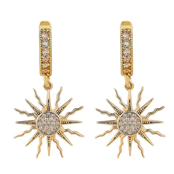 Прозрачные кубические циркониевые серьги-кольца с каплями солнца для женщин