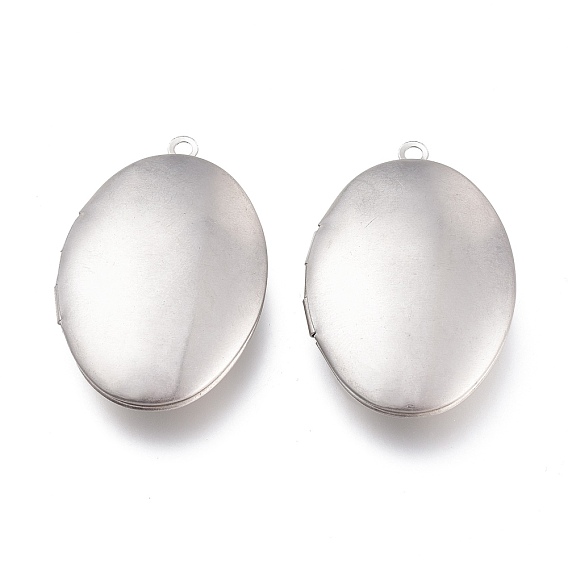 316 Stainless Steel Locket Pendants, Photo Frame Charms for Necklaces, Oval