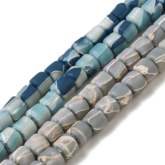 Handmade Polyester Clay Beads Strand, with Gold Foil, Column