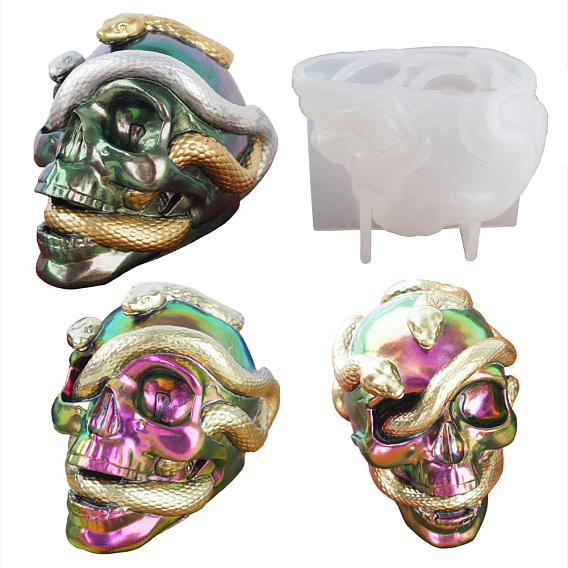 DIY Decoration Statue Silicone Molds, Portrait Sculpture Resin Casting Molds, For UV Resin, Epoxy Resin Jewelry Making, Skull