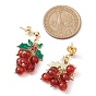 Cherry Alloy Enamel and Carnelian Beads  Studs Earring, with 304 Stainless Steel Stud Earring Findings