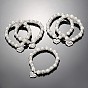 Herzglasperlen runde Perlen Stretch-Hochzeit Charme Armbänder, mit tibetischen Stil Anhänger und Messing Strass Ergebnisse, 55 mm