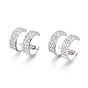 Brass Micro Pave Clear Cubic Zirconia Cuff Earrings, Double Ring Shape