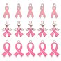 30 шт 3 стиль октябрь рак груди розовая лента осведомленность сплав эмаль подвески, со стразами