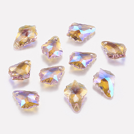 Faceted Glass Rhinestone Charms, Imitation Austrian Crystal, Leaf