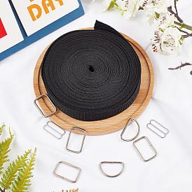 Kit de collier de chien bricolage, avec rectangle en fer et anneau à boucle en D, anneau de crochet de curseur de réglage de sangle de soutien-gorge en alliage, rubans de polyester
