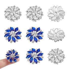 10шт. 2цвета 1-отверстие латунные кнопки, со стеклом, цветок, платина