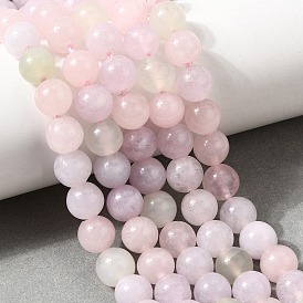 Natural New Jade & Rose Quartz & Dyed White Jade Beads Strands, Smooth Round