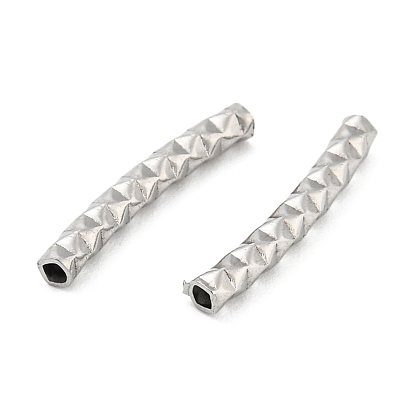 304 Stainless Steel Tube Beads, Diamond Cut, Curved Tube