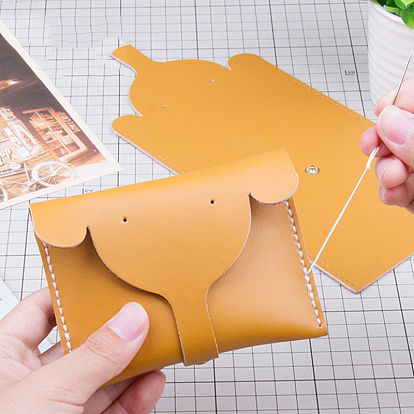 DIY Elephant-shaped Wallet Making Kit, Including Cowhide Leather Bag Accessories, Iron Needles & Waxed Cord