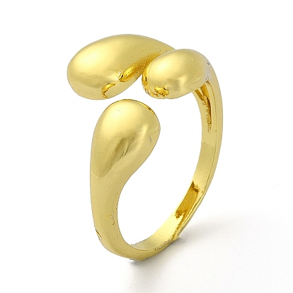 Brass Open Cuff Rings, Cadmium Free & Nickel Free & Lead Free, Teardrop