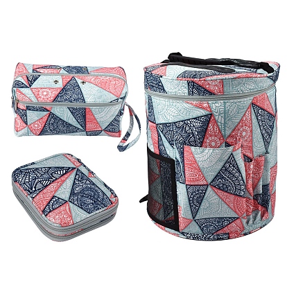 Oxford Zipper Knitting Bucket Bag with Handle, Yarn Storage Organizer, Crochet Hooks & Knitting Needles Bag