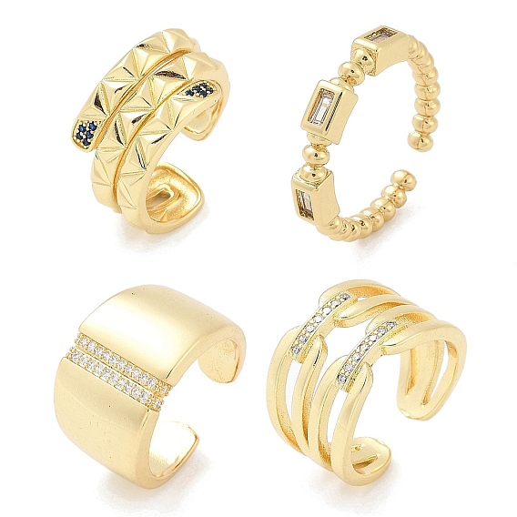 Открытые манжеты из латуни с микропаве и цирконием для женщин