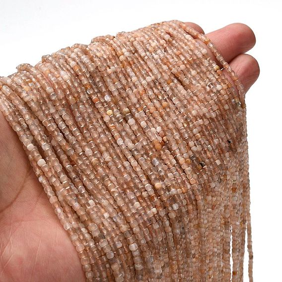 Натуральный персиковый лунный камень, граненые настольные бусины в форме куба