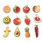 Colgantes de la aleación impresos, Encantos de frutas y verduras, chapado en rack, sin cadmio y níque y plomo, dorado