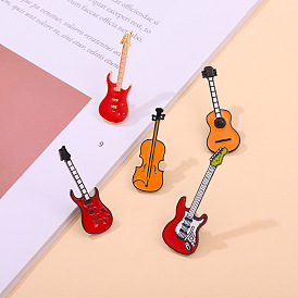 Colorful music equipment note alloy brooch violin English letter jewelry badge