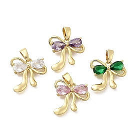 Латунные микро проложить кубического циркония прелести, реальный 18 k позолоченный, бантом