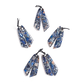 Gemstone Pendants, with Gold Line/Silver Line/Brass Line, Dyed, Wing